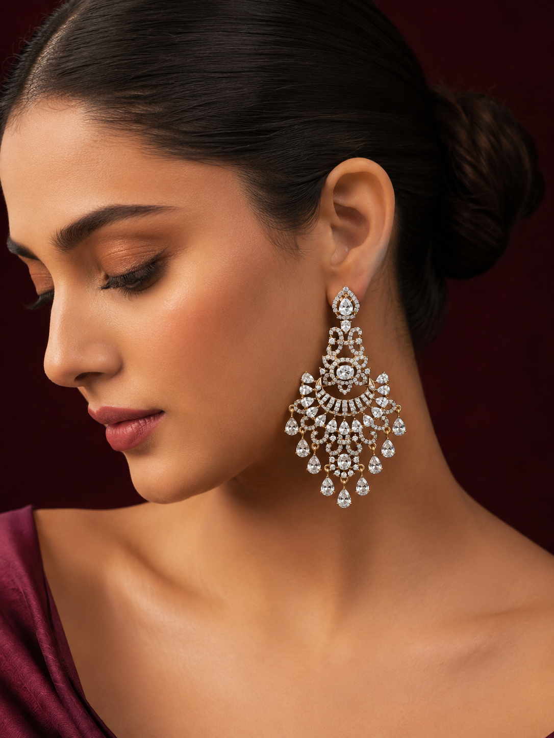 Royal Crystal Chandbali Statement Earrings