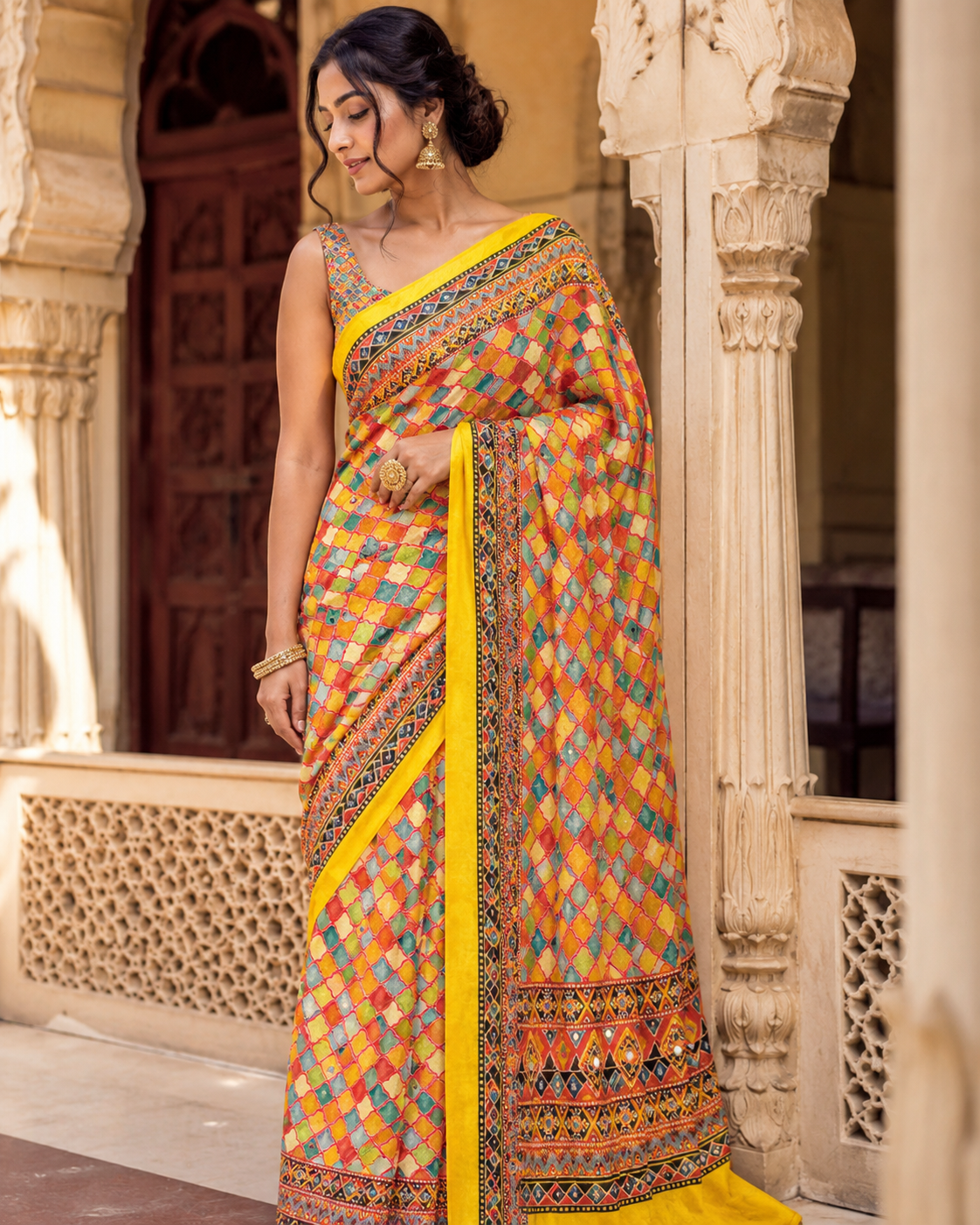 Trending Mirror Print saree