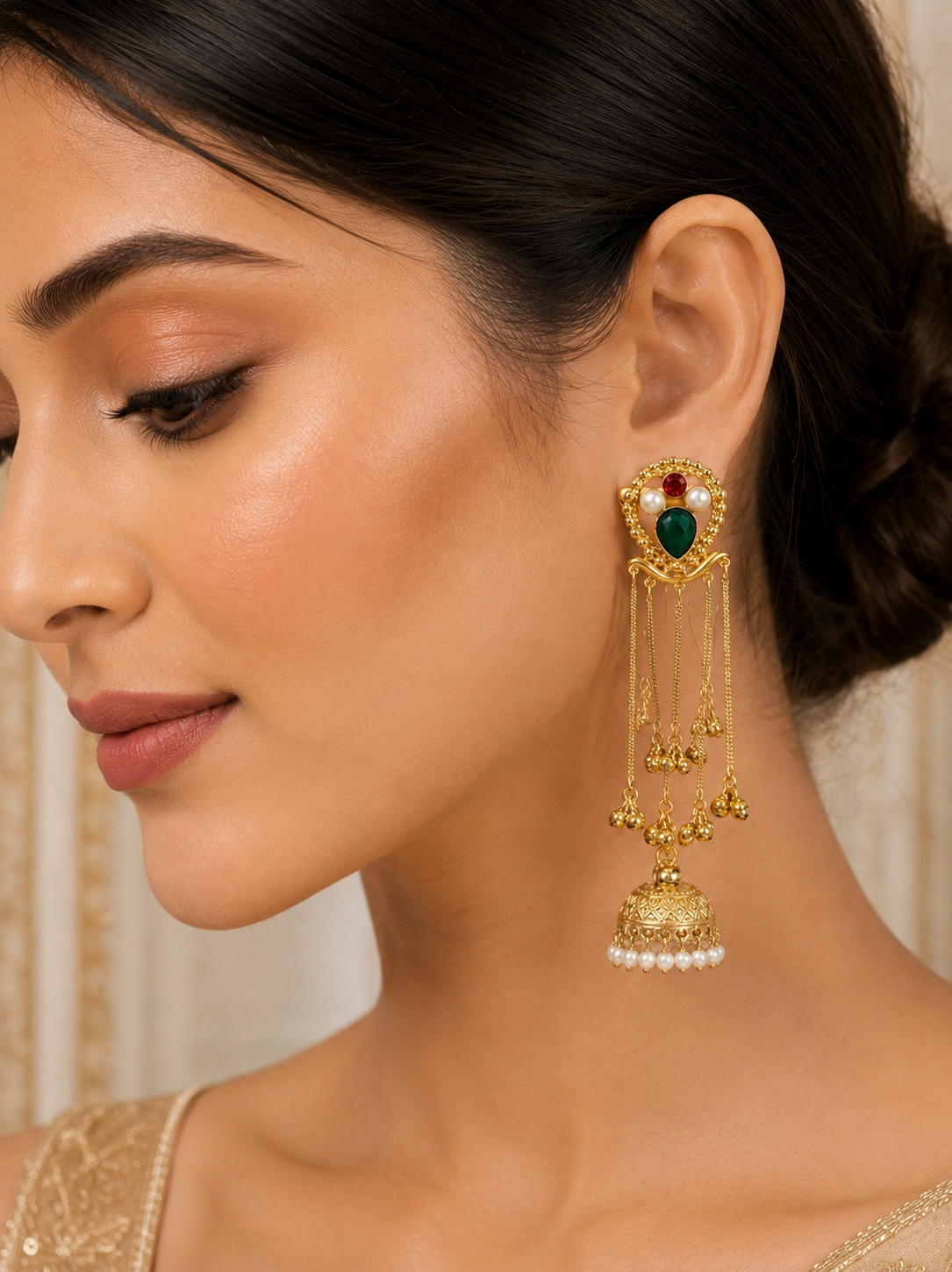 Emerald Royale Tassel Jhumkas ✨