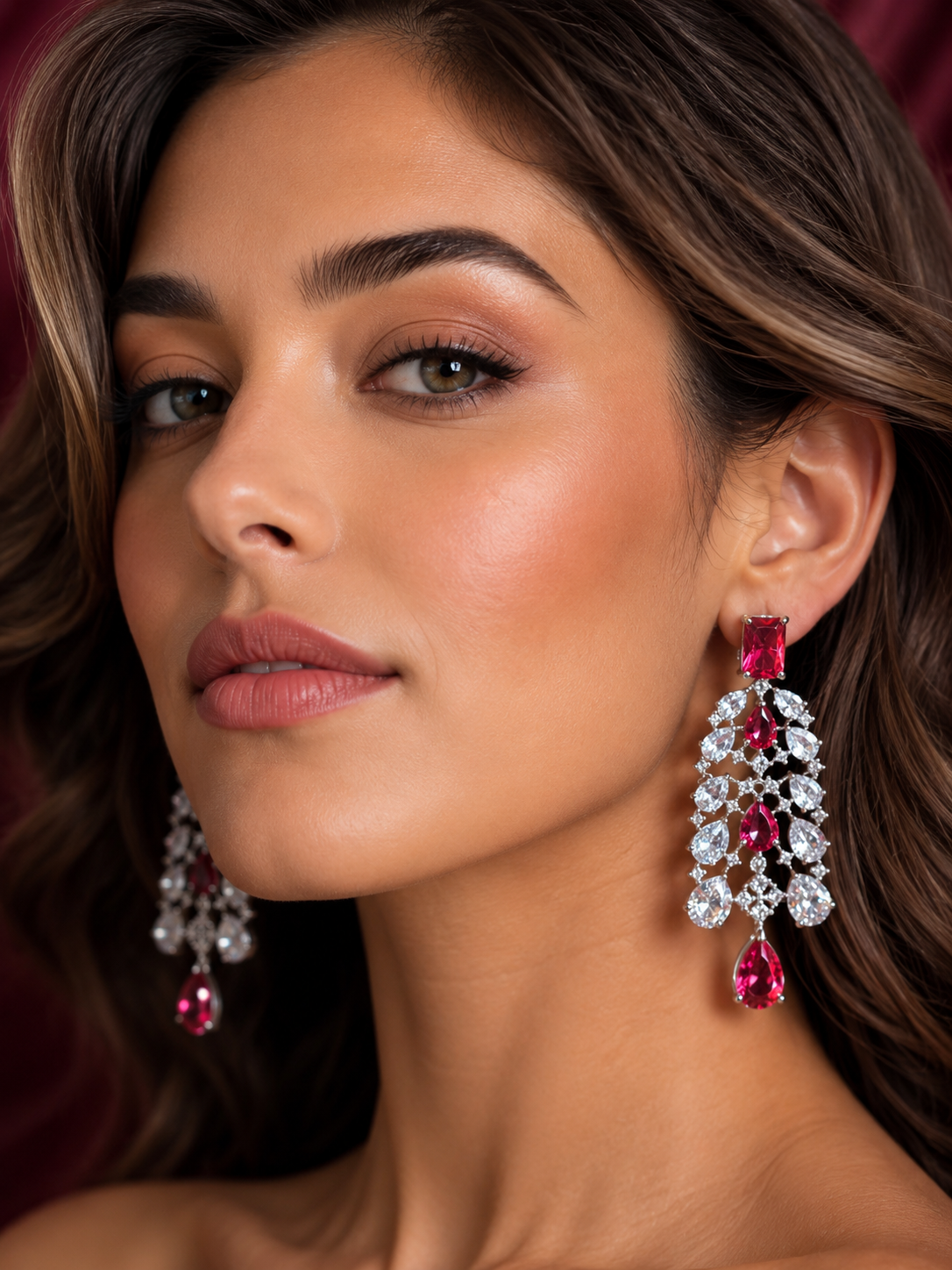 Ruby Royale Crystal Chandelier Earrings