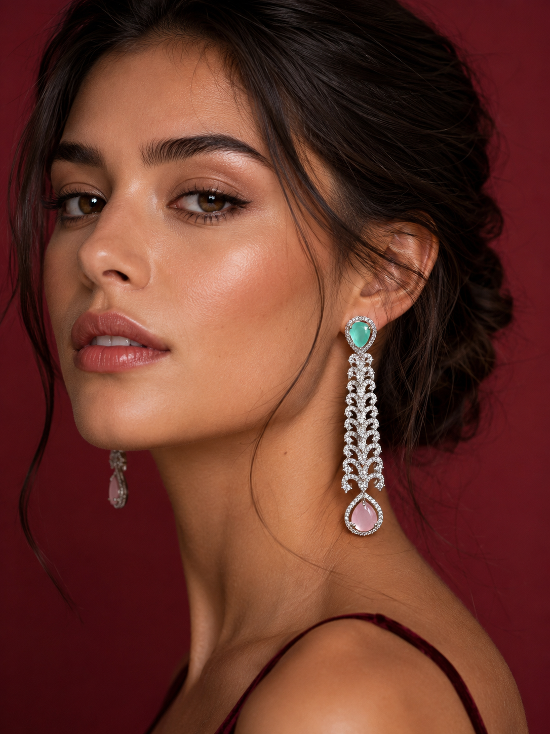Emerald Blush Luxe Cascade Earrings