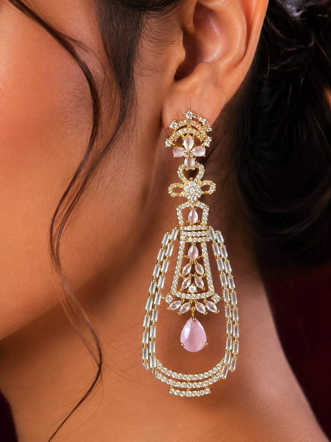 Blush Crystal Luxe Statement Earrings