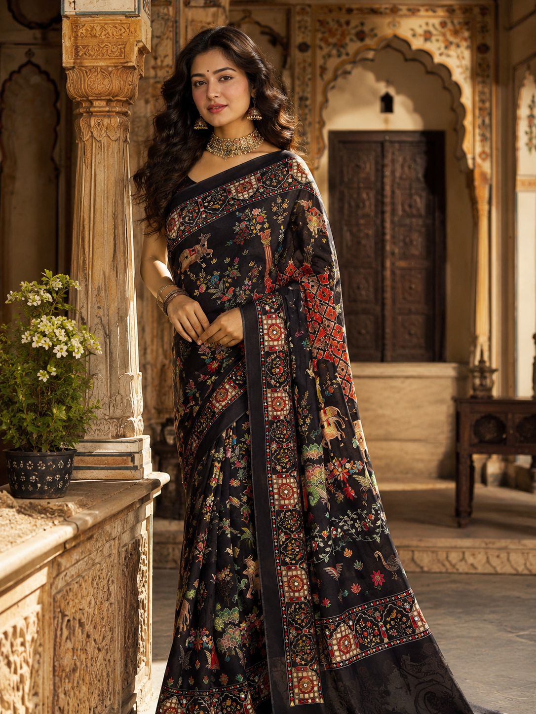 Trending Mirror Print saree
