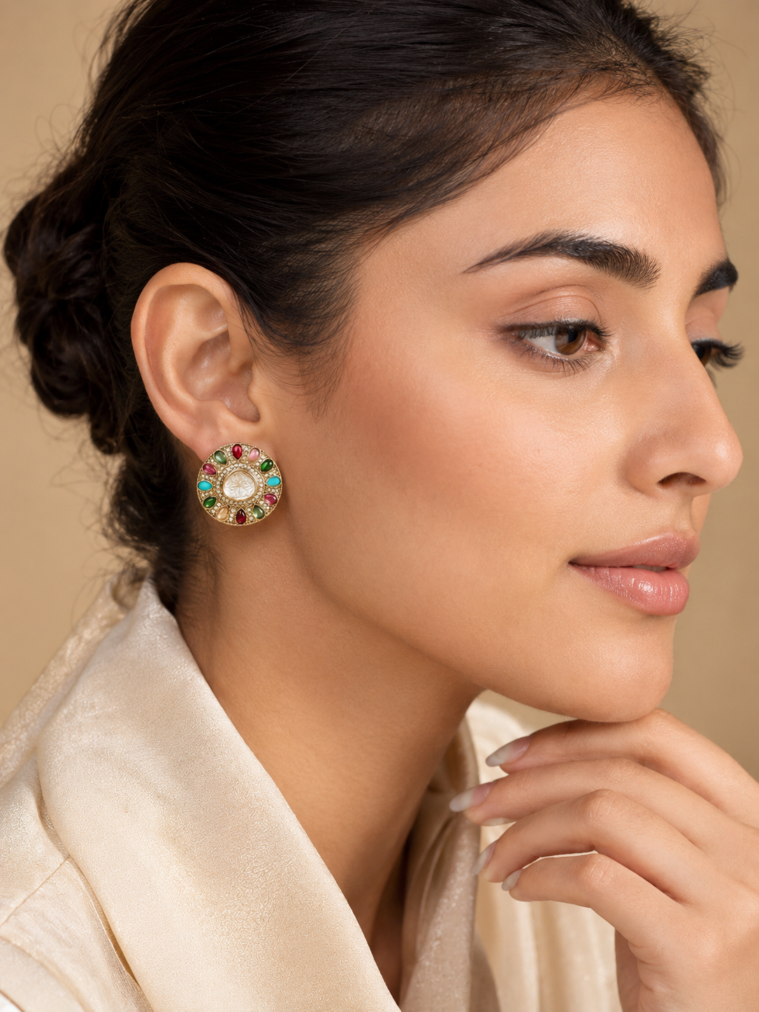 Royal Navratna Heritage Stud Earrings