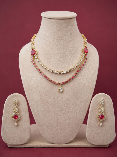 Ruby Royale Layered Necklace Set