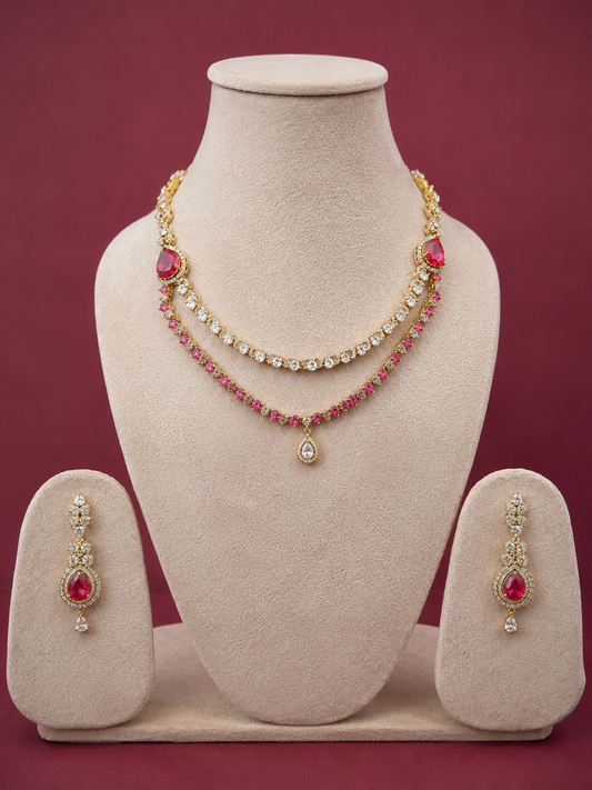 Ruby Royale Layered Necklace Set