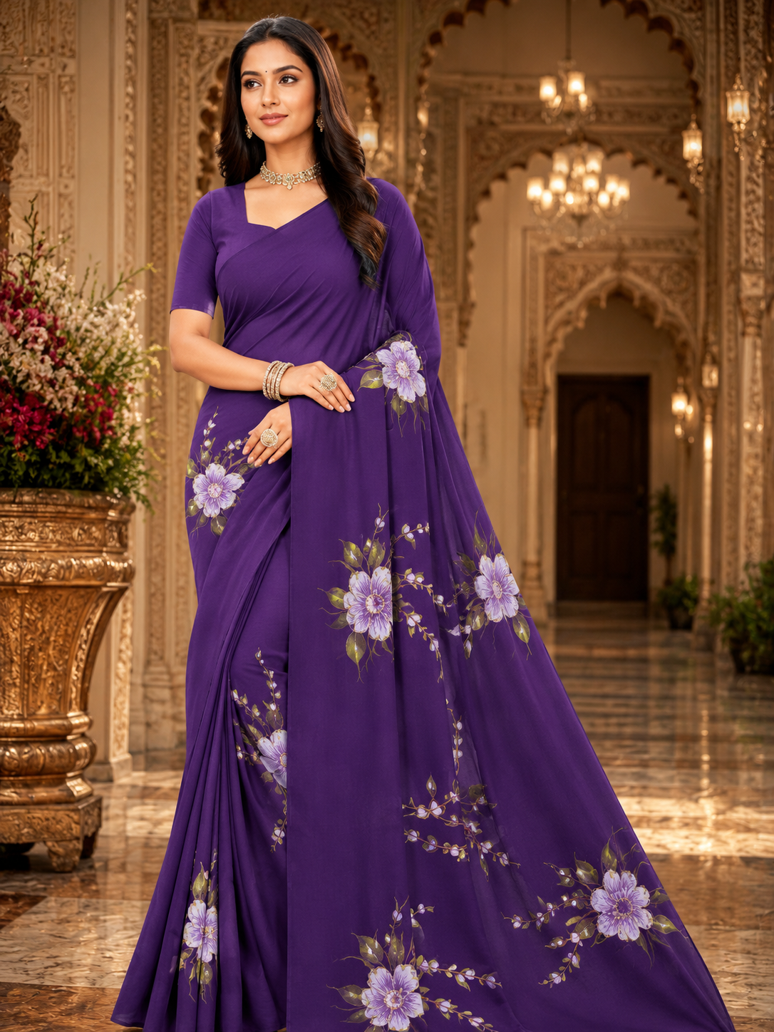 Designer Floral Print saree