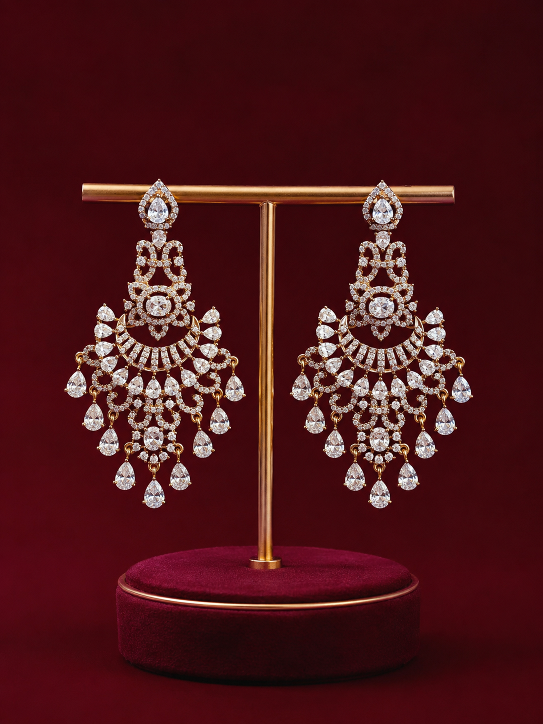 Royal Crystal Chandbali Statement Earrings