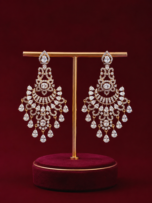 Royal Crystal Chandbali Statement Earrings