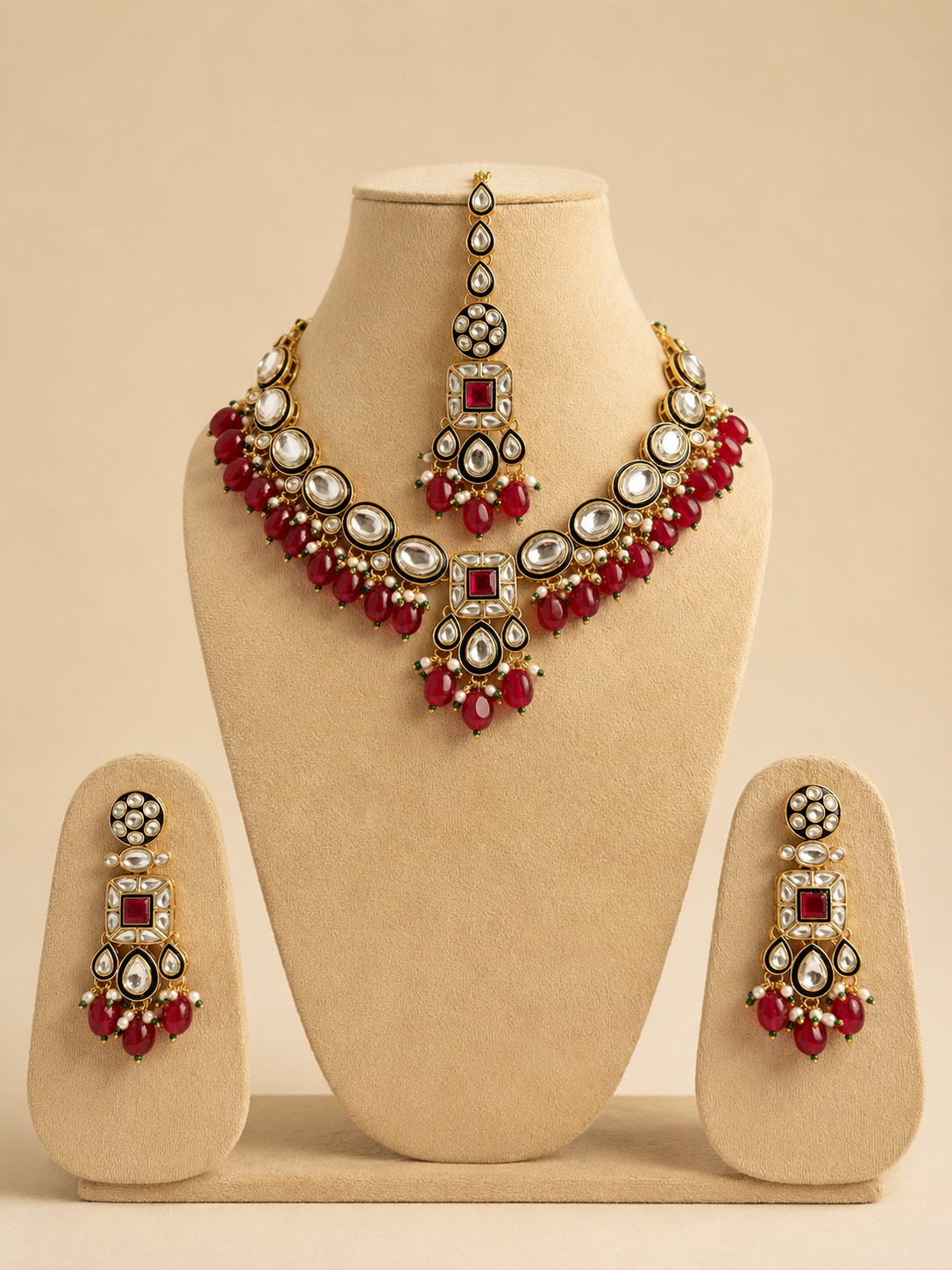 Royal Ruby Kundan Bridal Necklace Set