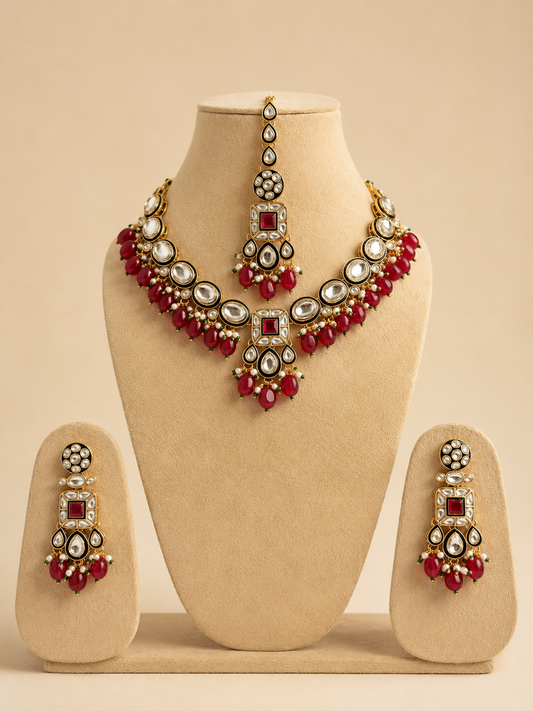Royal Ruby Kundan Bridal Necklace Set