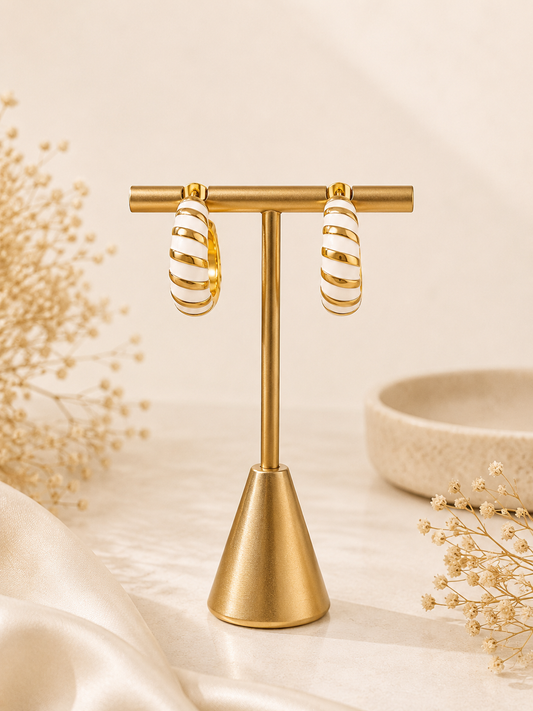 Golden Ivory Twist Hoop Earrings