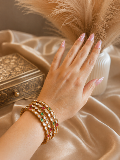 Emerald Royale Kundan Navratna Bangles Set ✨