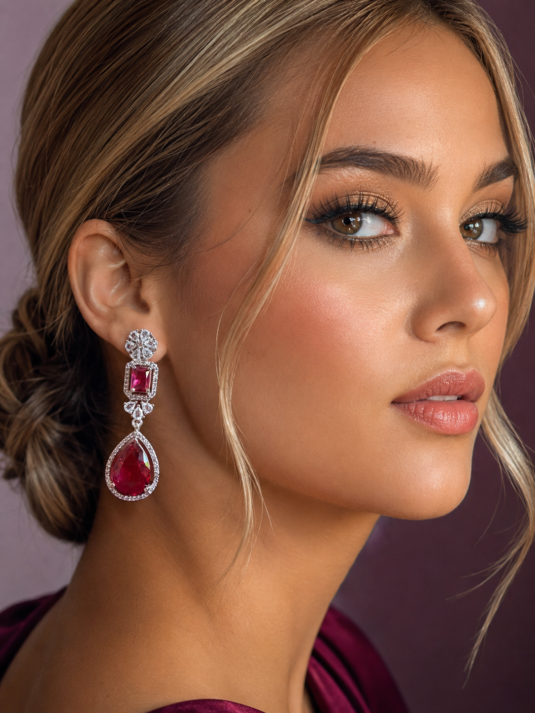 Ruby Royale Teardrop Statement Earrings