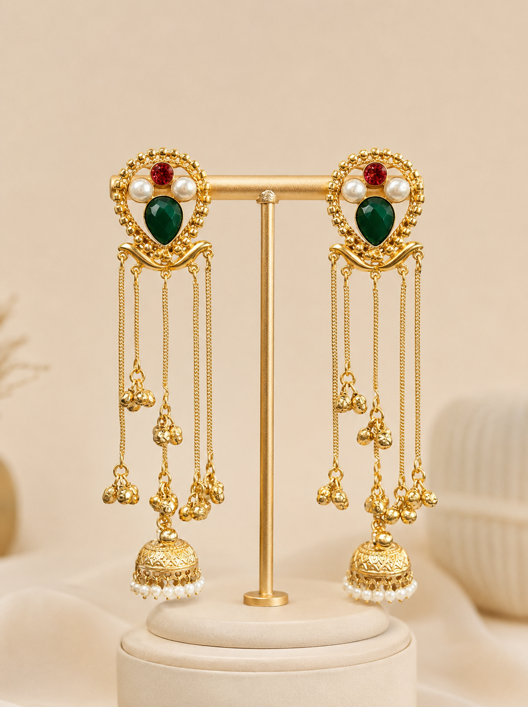 Emerald Royale Tassel Jhumkas ✨