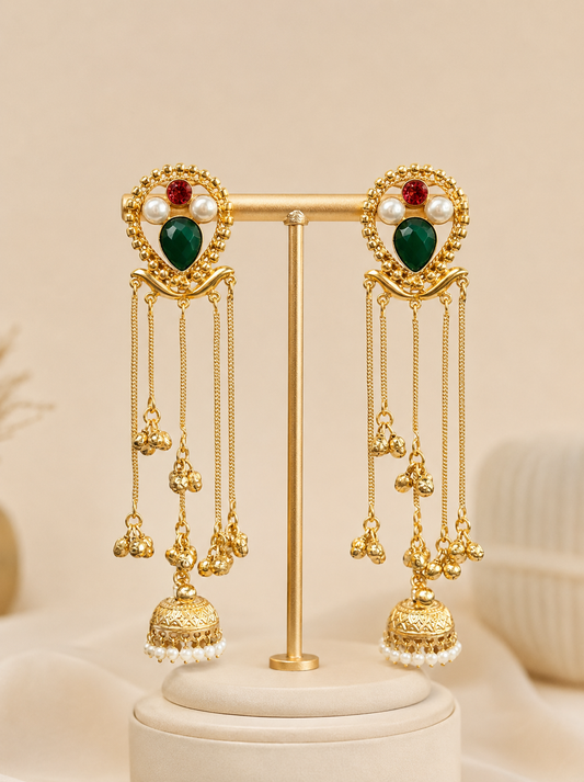 Emerald Royale Tassel Jhumkas ✨