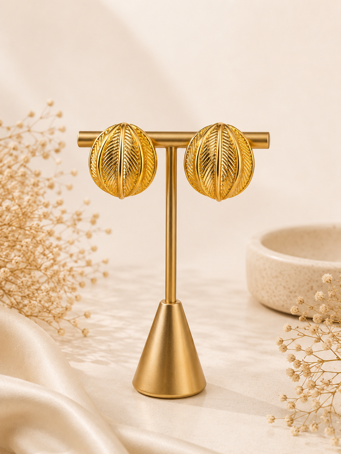 Golden Leaf Luxe Stud Earrings