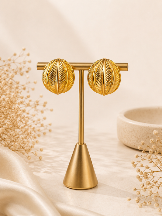 Golden Leaf Luxe Stud Earrings