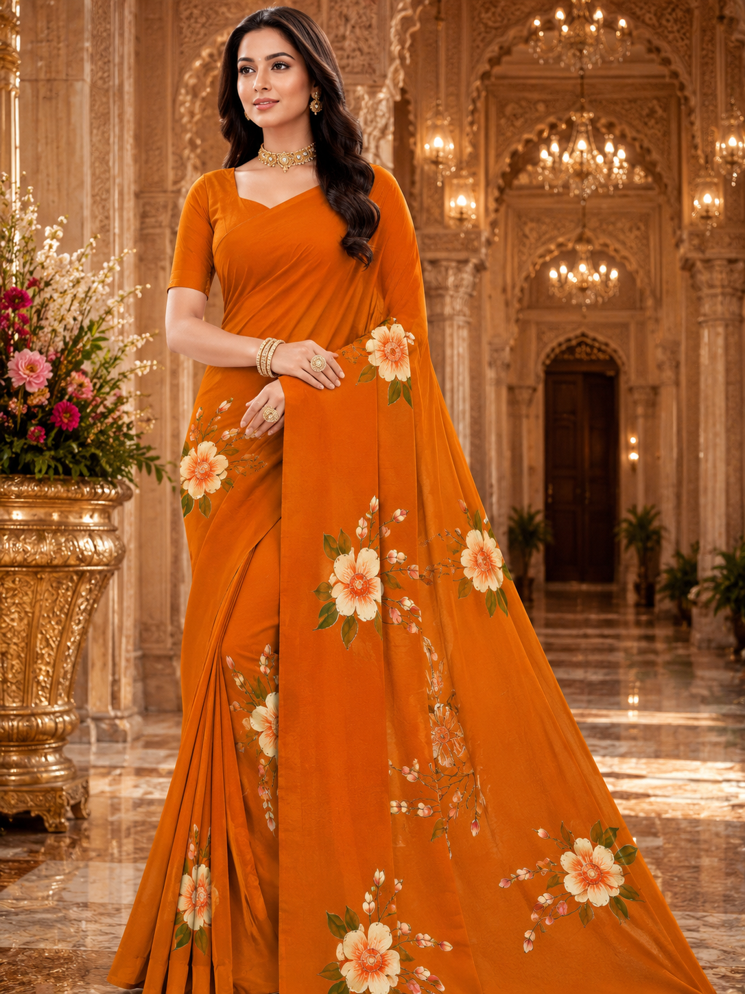 Designer Floral Print saree