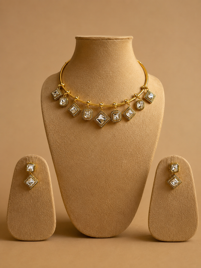 Royal Geometric Polki Choker Set