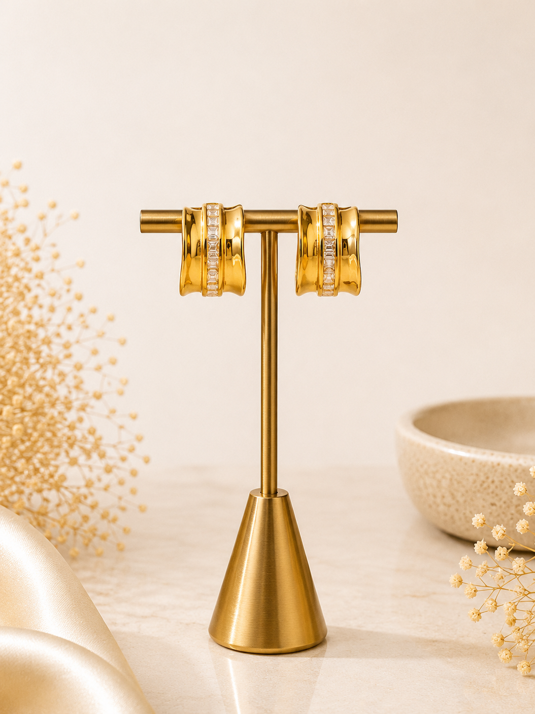 Golden Luxe Crystal Band Hoop Earrings