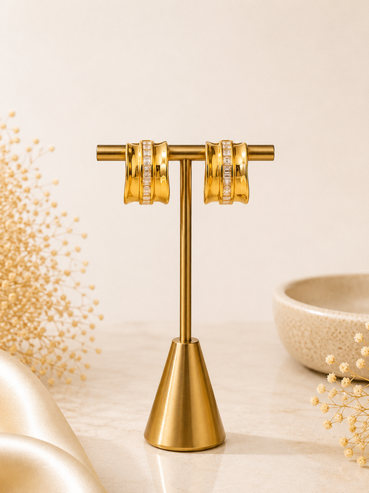 Golden Luxe Crystal Band Hoop Earrings