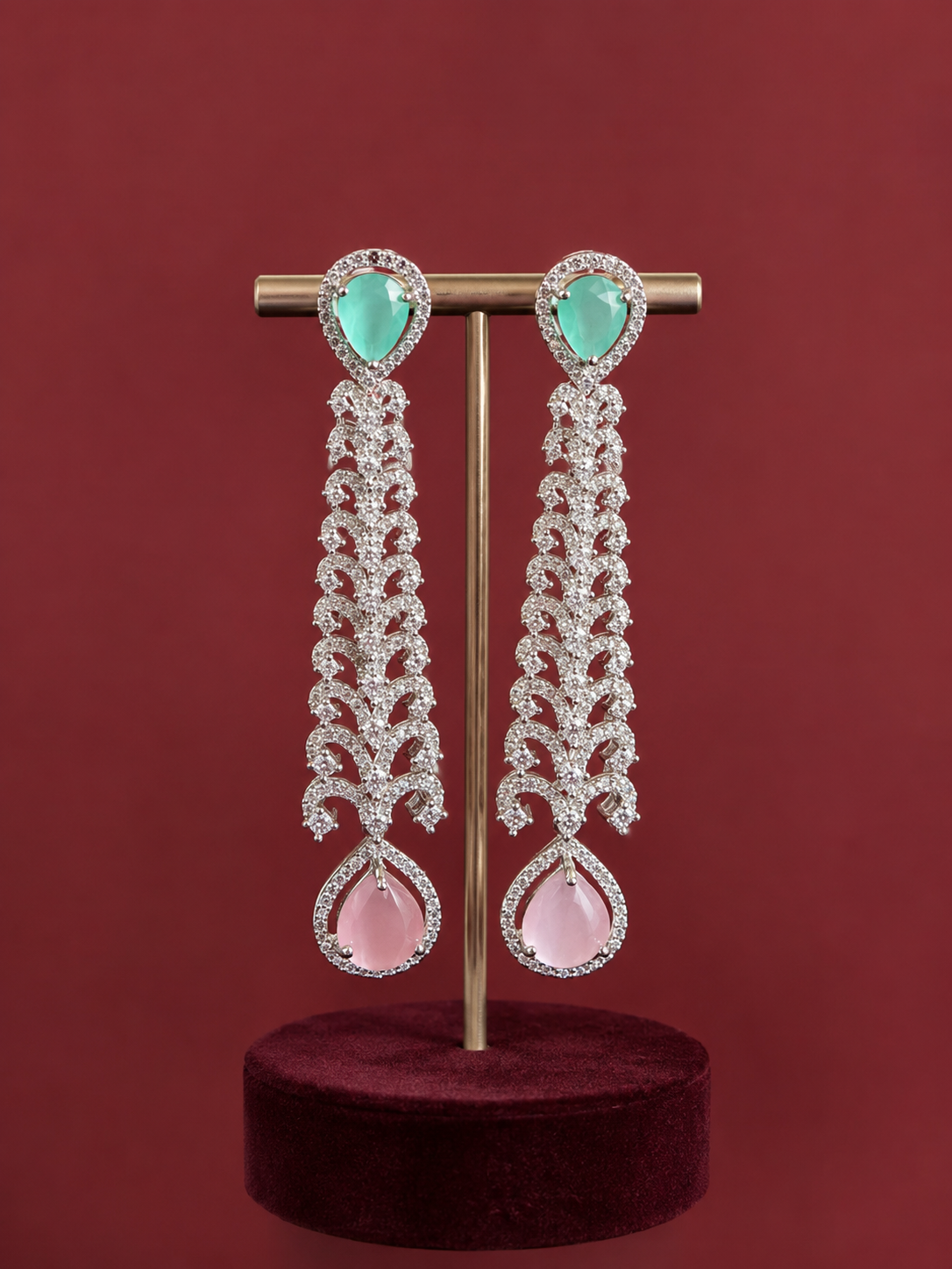 Emerald Blush Luxe Cascade Earrings