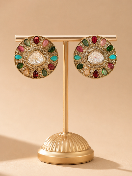 Royal Navratna Heritage Stud Earrings