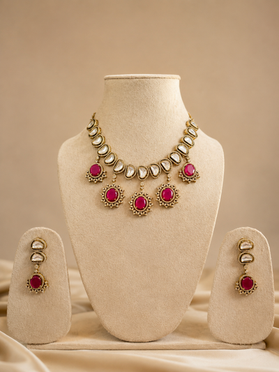 Royal Ruby Polki Necklace Set