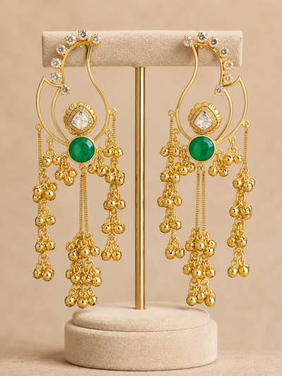 Emerald Cascade Chandbali Earrings ✨