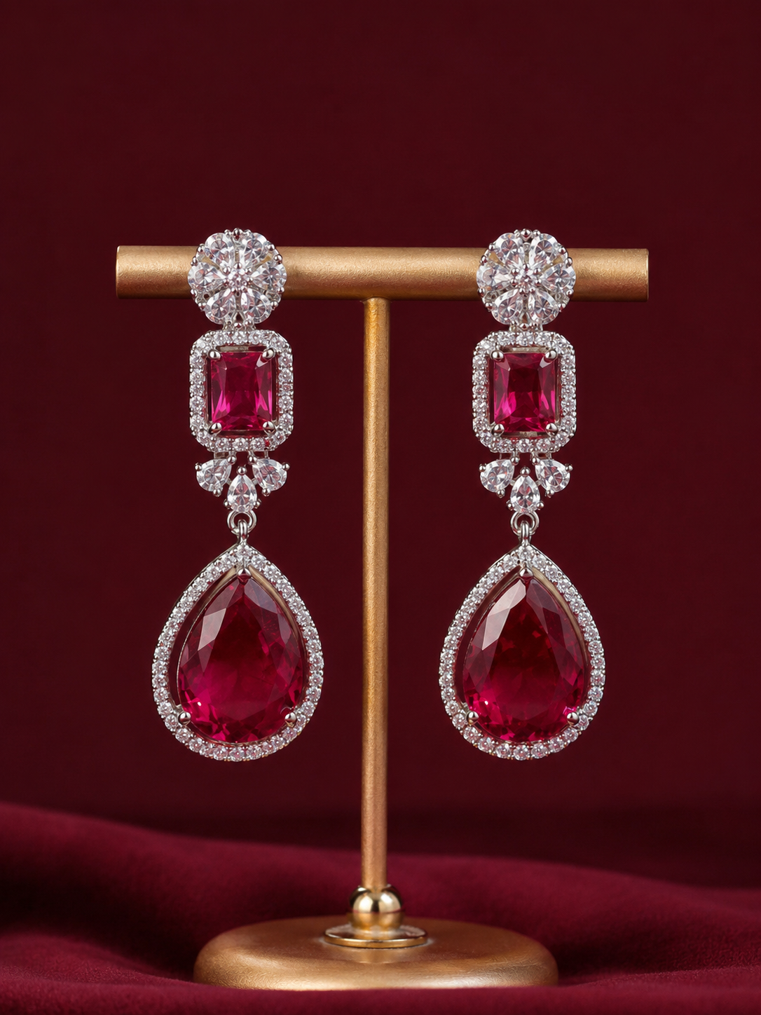 Ruby Royale Teardrop Statement Earrings