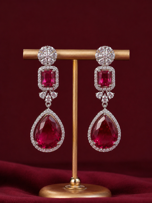 Ruby Royale Teardrop Statement Earrings