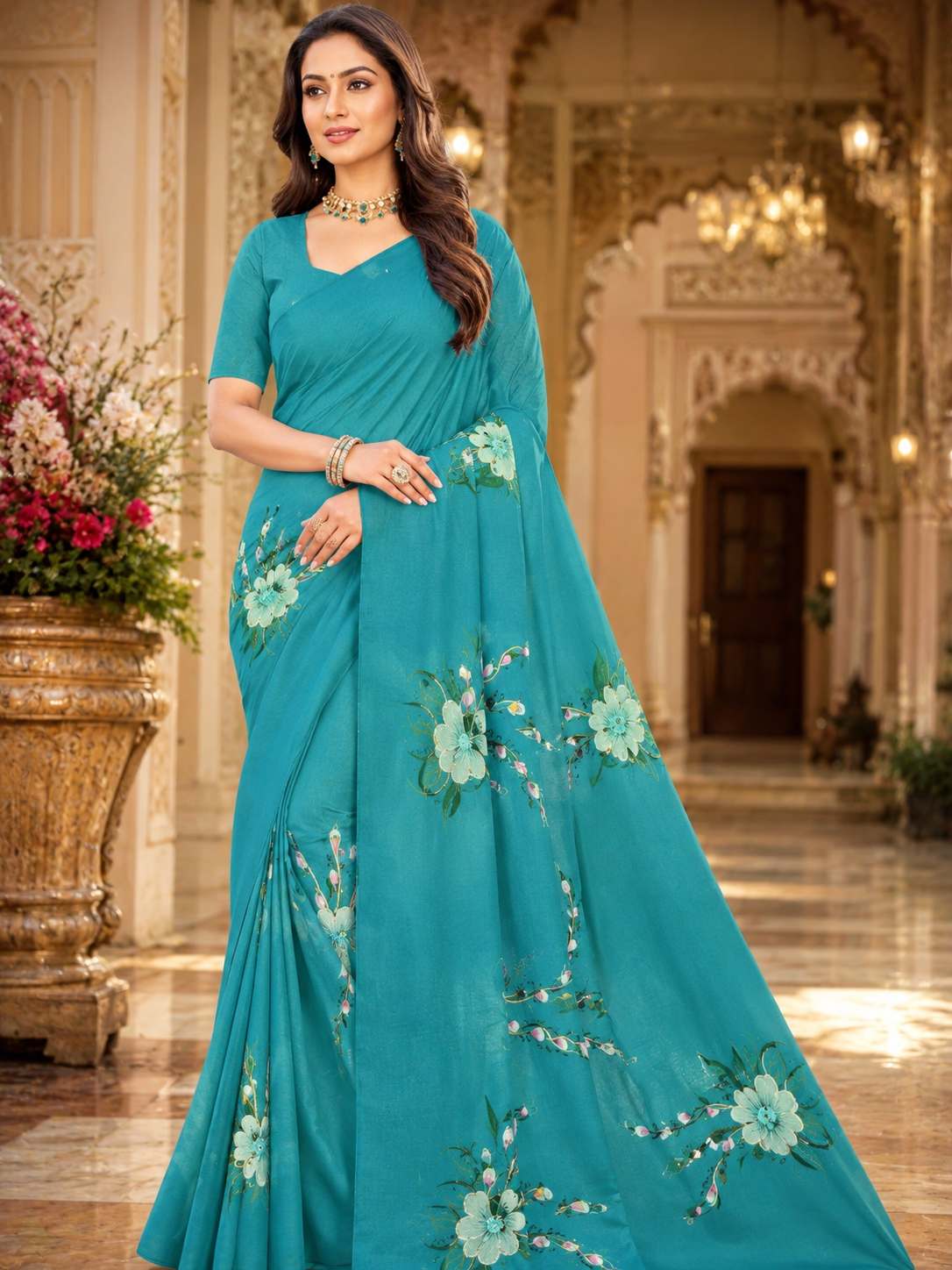 Designer Floral Print saree