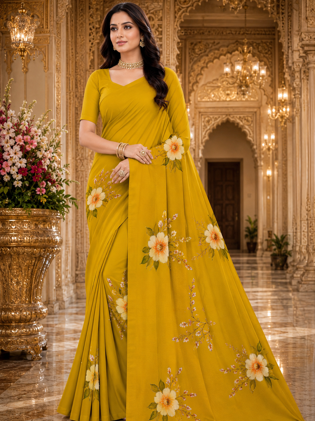 Designer Floral Print saree