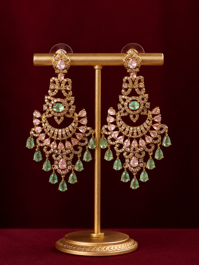 Blush Mint Royal Chandbali Earrings