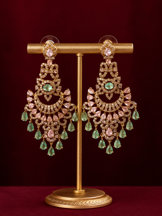Blush Mint Royal Chandbali Earrings