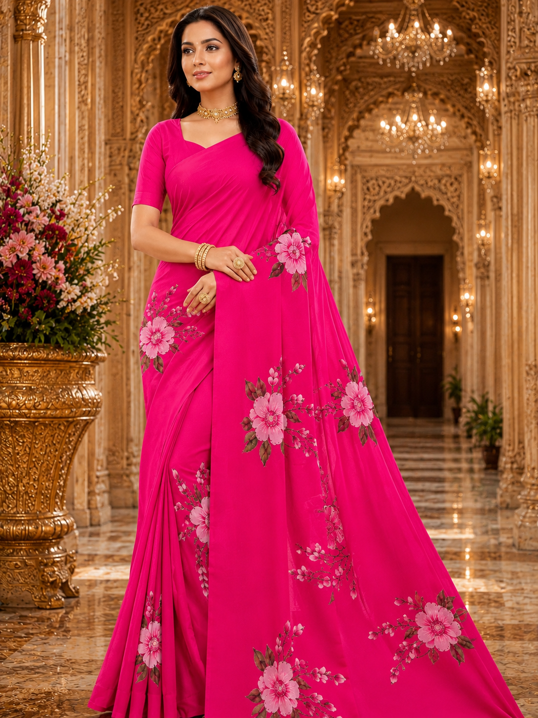 Designer Floral Print saree