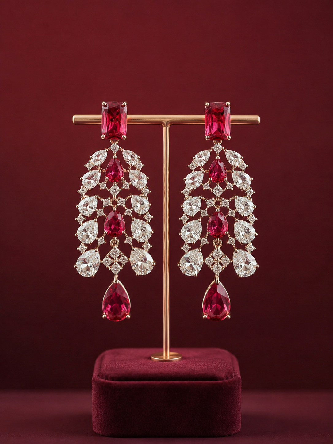Ruby Royale Crystal Chandelier Earrings