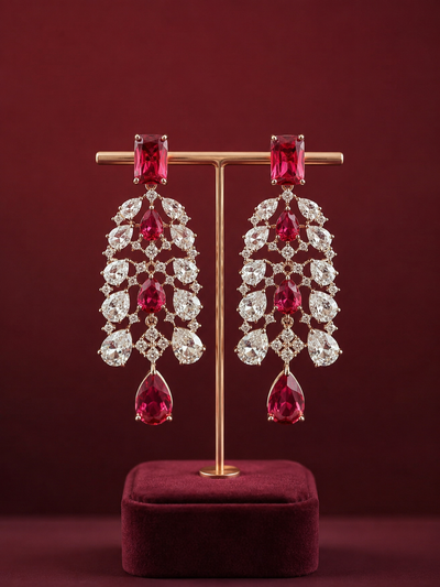 Ruby Royale Crystal Chandelier Earrings