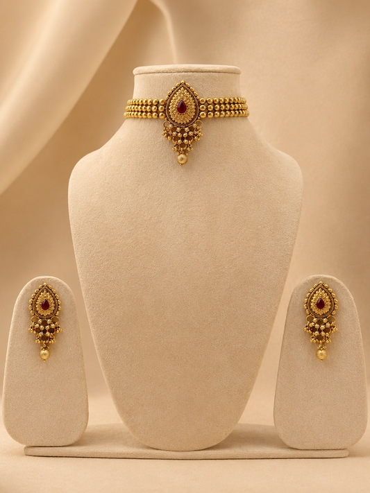 Royal Antique Ruby Choker Set