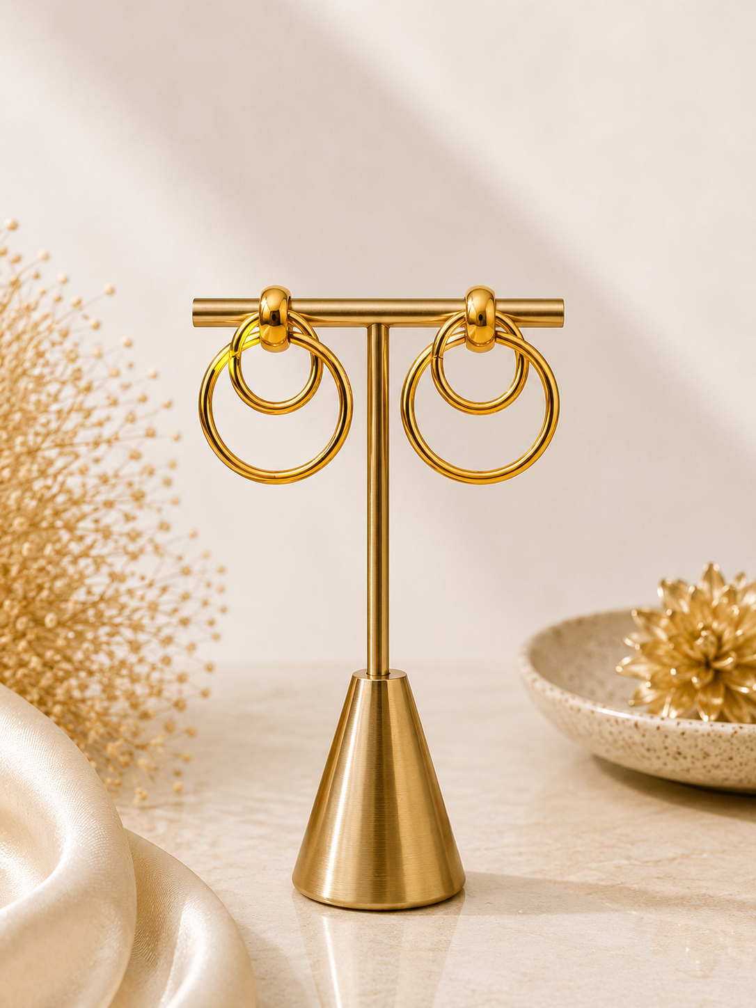 Golden Double Halo Hoop Earrings
