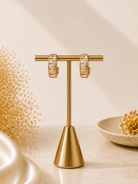 Golden Crystal Hoop Earrings