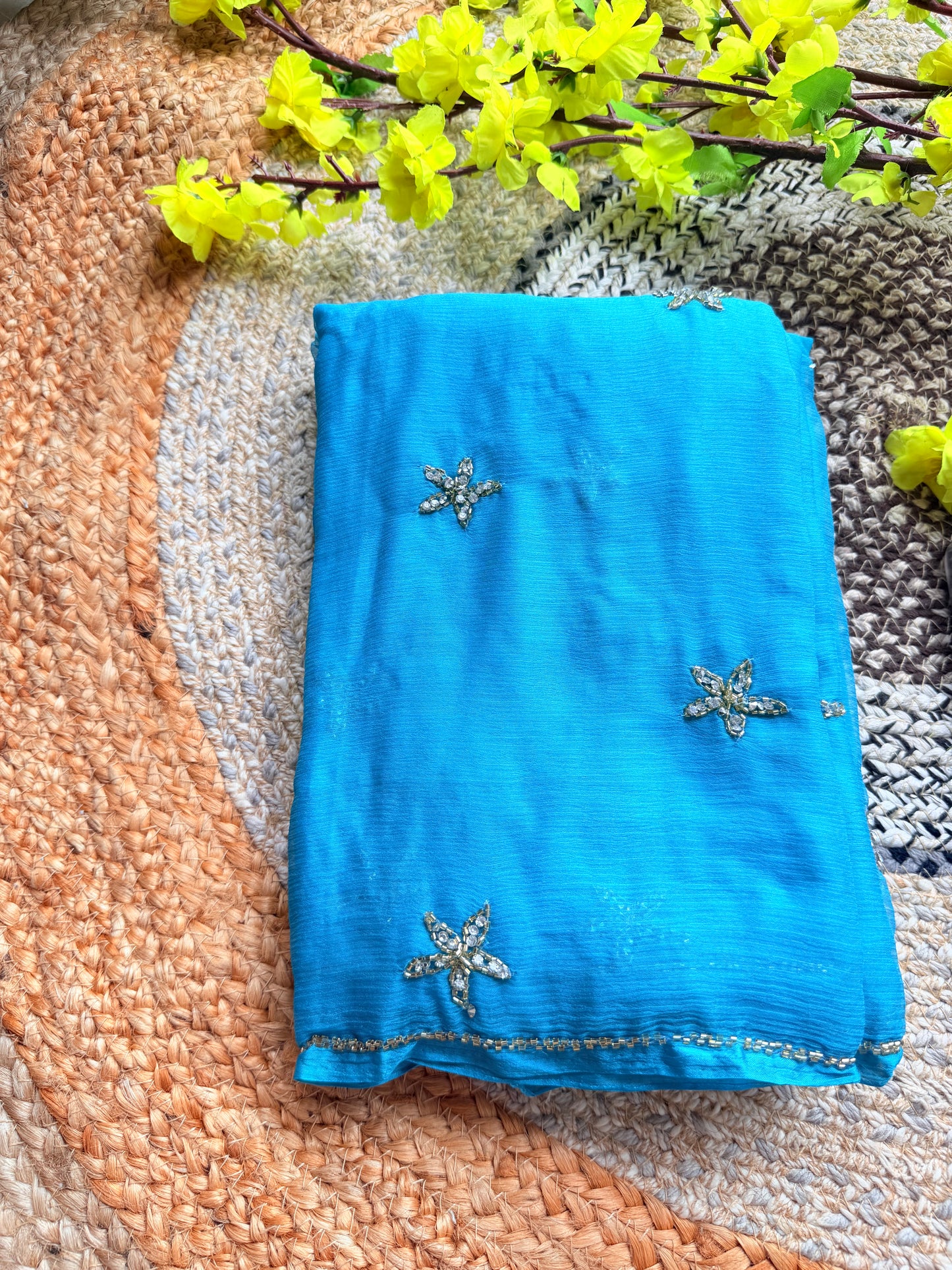Solid colour Chiffon saree