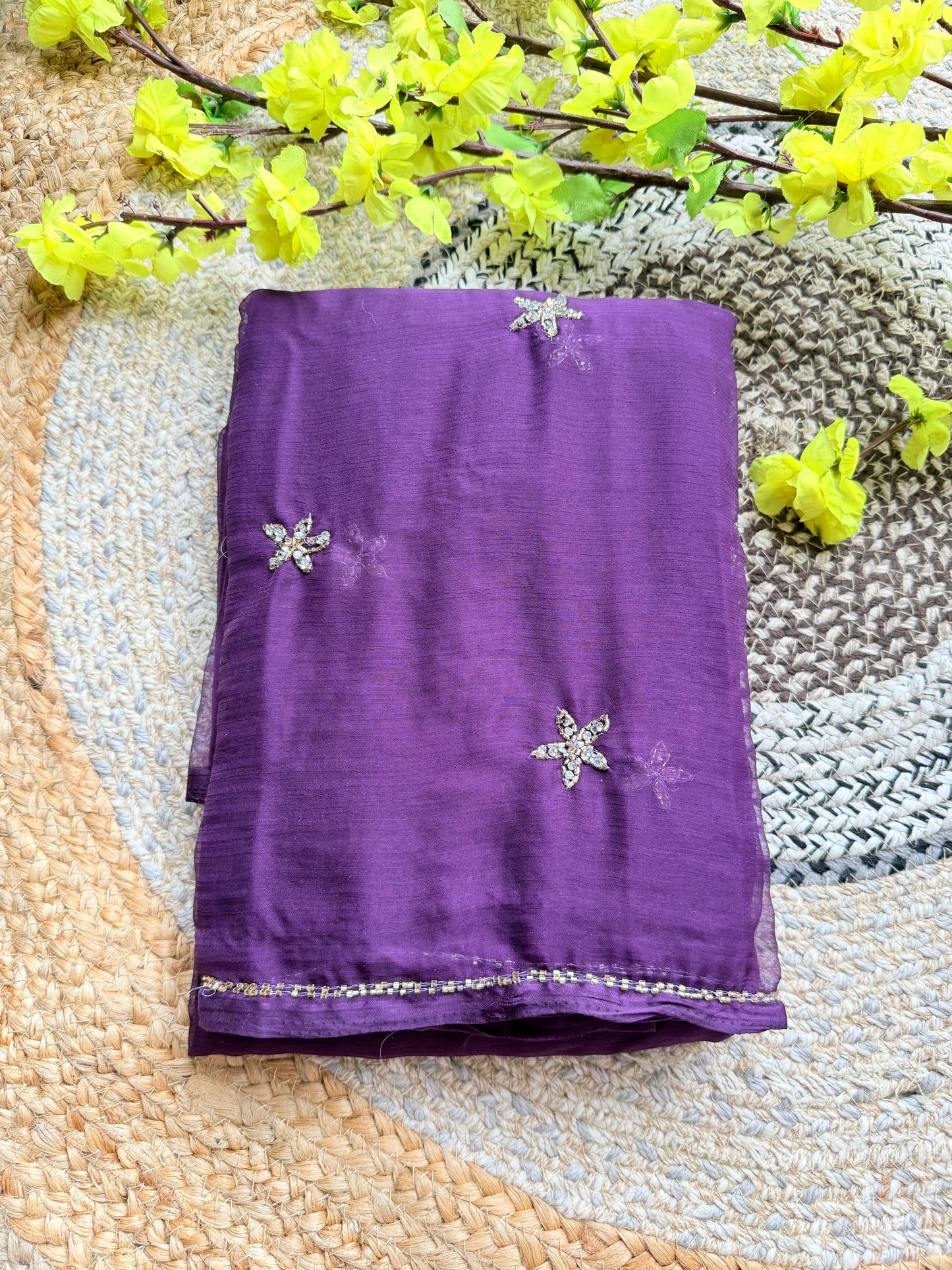 Solid colour Chiffon saree