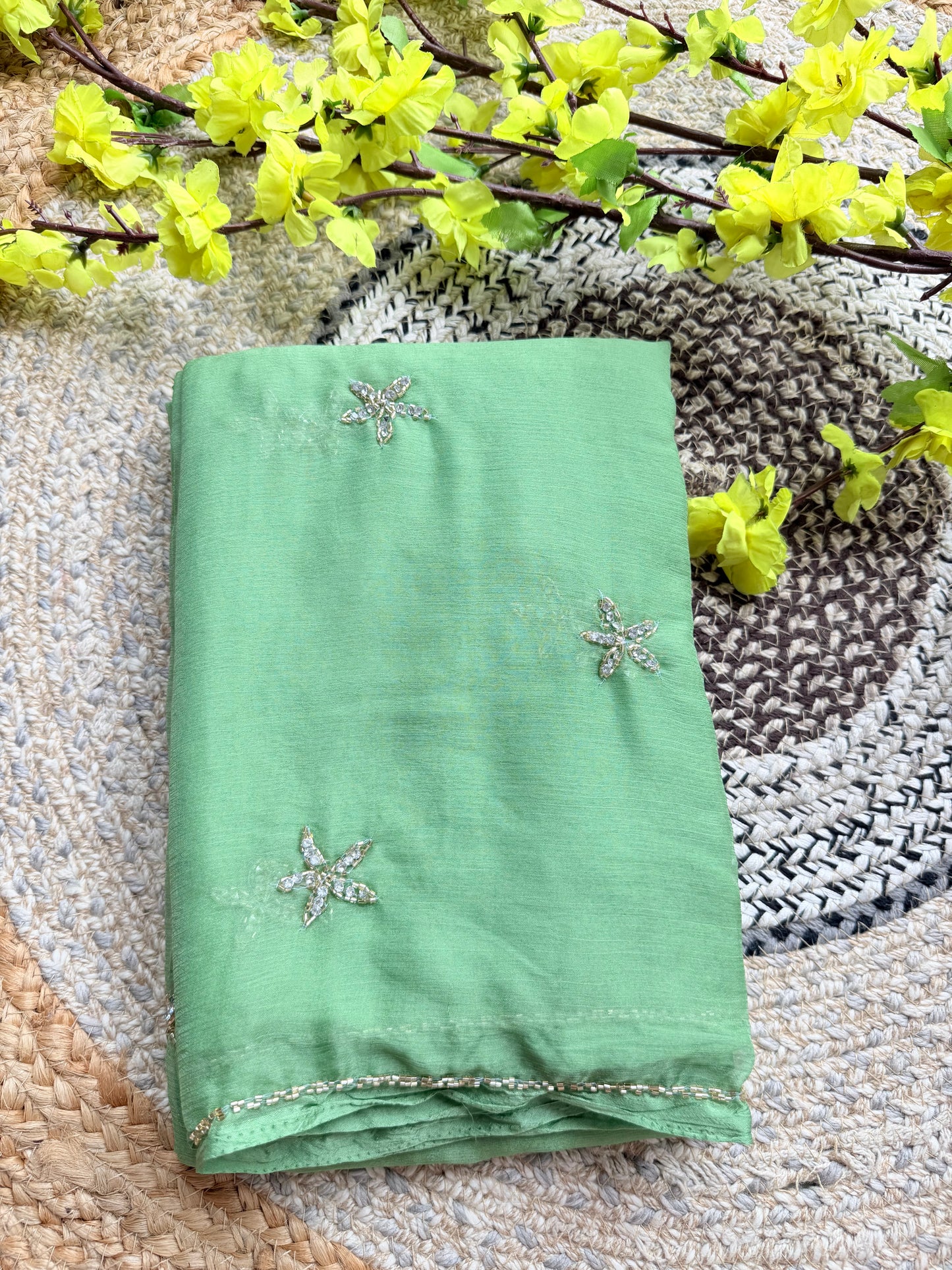 Solid colour Chiffon saree