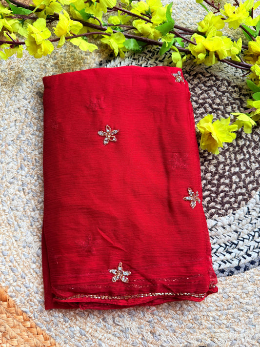 Solid colour Chiffon saree