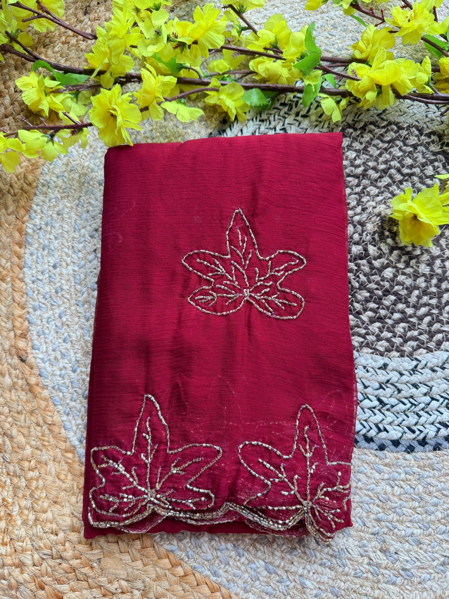 Solid premium chiffon saree