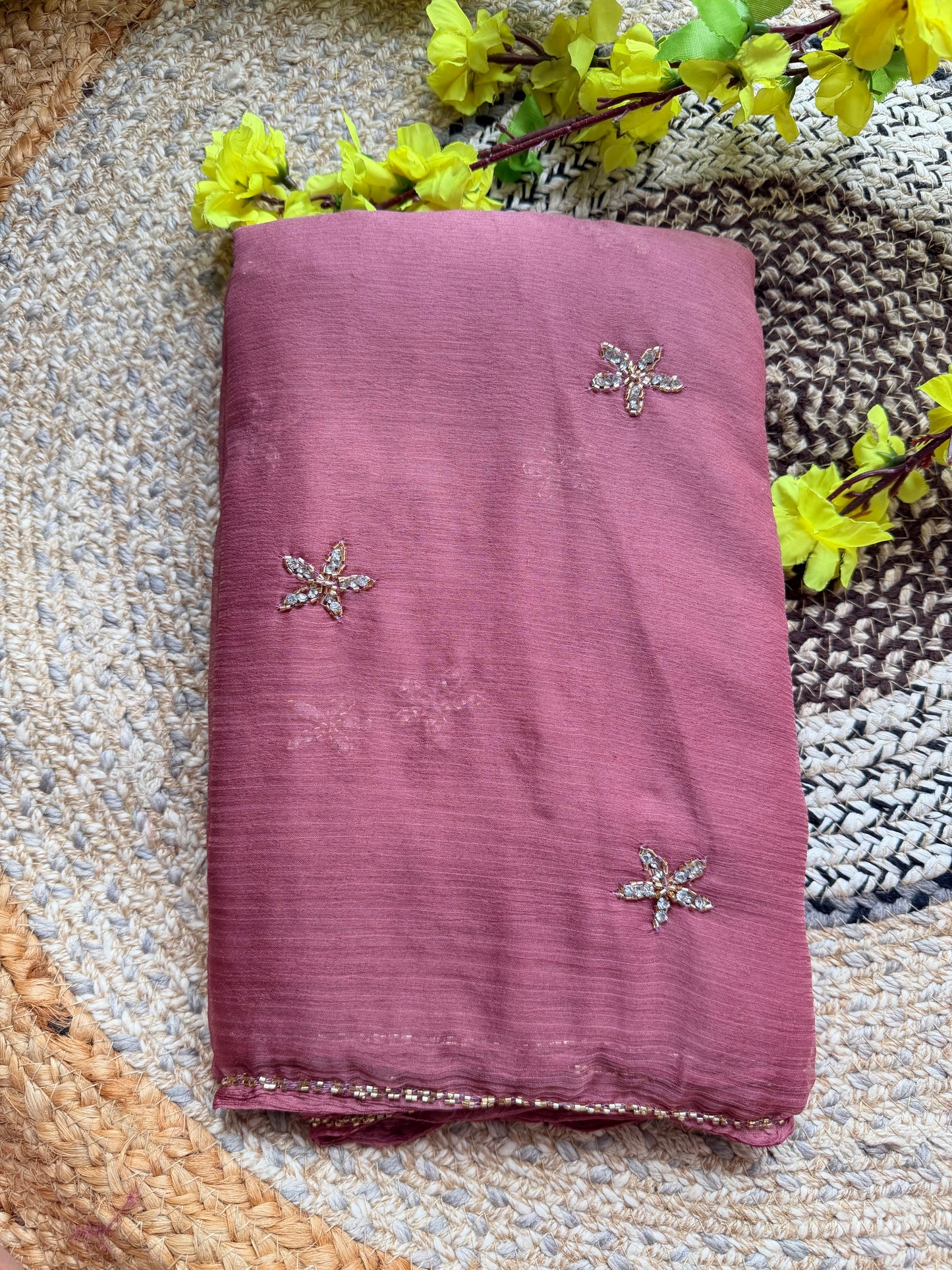 Solid colour Chiffon saree