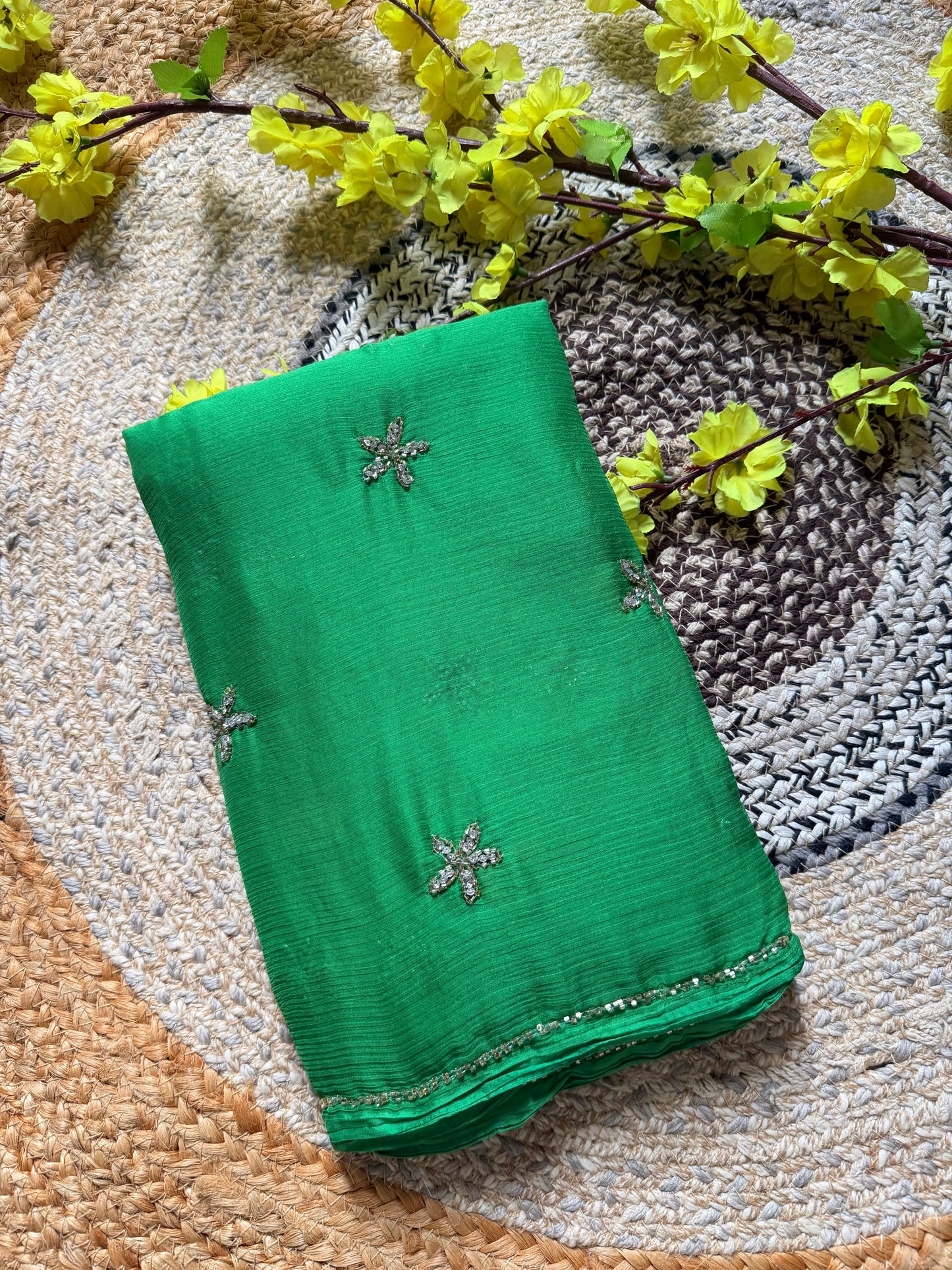Solid colour Chiffon saree