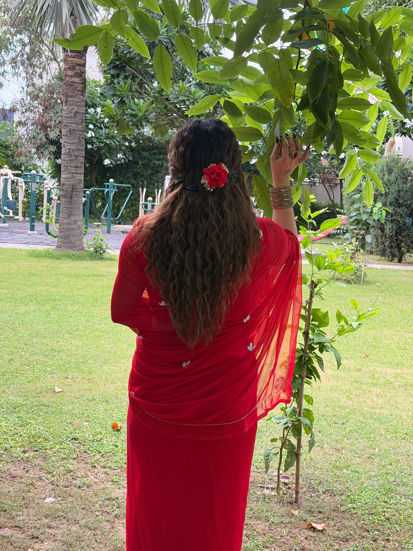 Red Pure Chiffon light weight premium saree